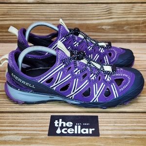 **LIKE NEW** Merrell Womens 8 Sandals Sneakers Purple Yellow Bungee Cord…